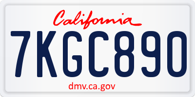 CA license plate 7KGC890