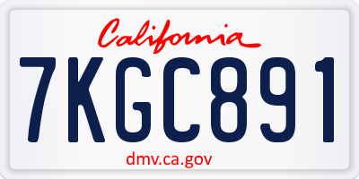 CA license plate 7KGC891