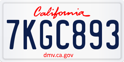 CA license plate 7KGC893