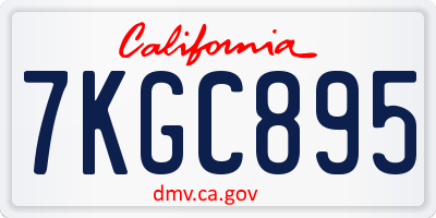 CA license plate 7KGC895