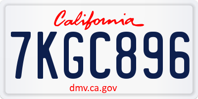 CA license plate 7KGC896
