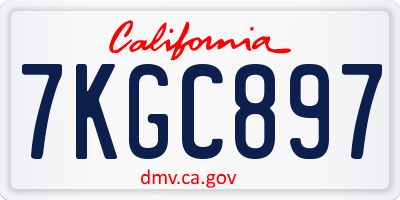 CA license plate 7KGC897