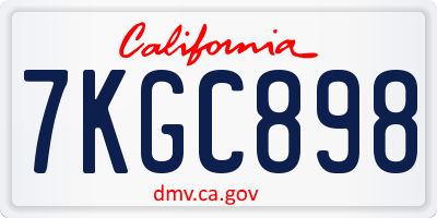 CA license plate 7KGC898