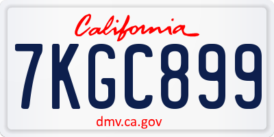 CA license plate 7KGC899