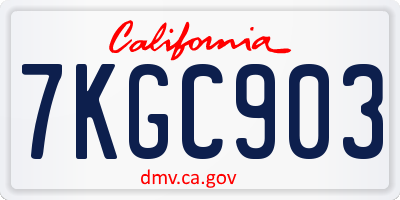 CA license plate 7KGC903