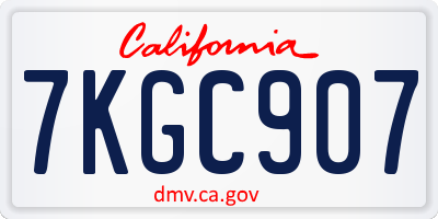 CA license plate 7KGC907