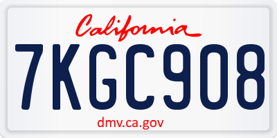 CA license plate 7KGC908