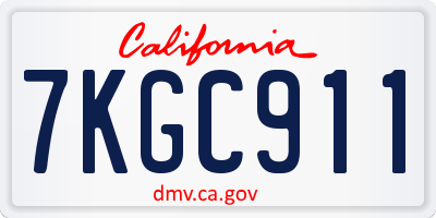 CA license plate 7KGC911