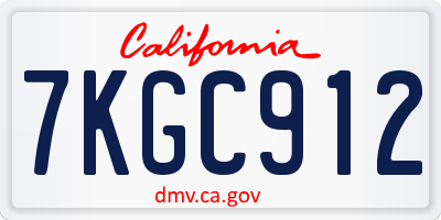 CA license plate 7KGC912