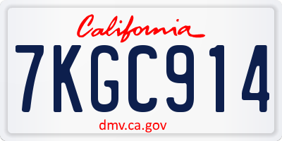 CA license plate 7KGC914