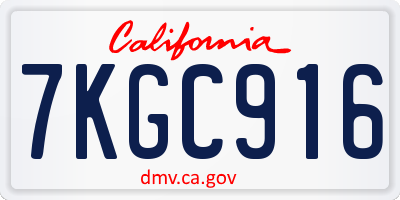 CA license plate 7KGC916