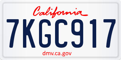 CA license plate 7KGC917