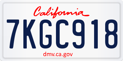 CA license plate 7KGC918