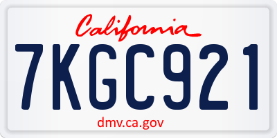 CA license plate 7KGC921