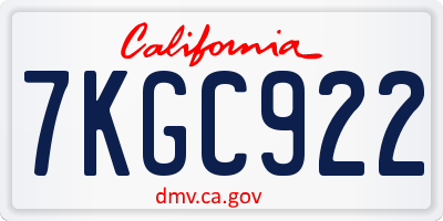 CA license plate 7KGC922