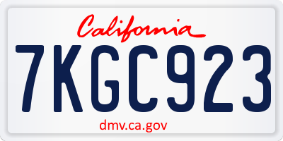 CA license plate 7KGC923