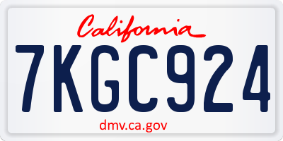 CA license plate 7KGC924