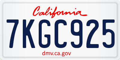 CA license plate 7KGC925