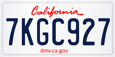 CA license plate 7KGC927