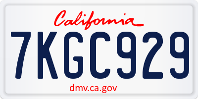 CA license plate 7KGC929