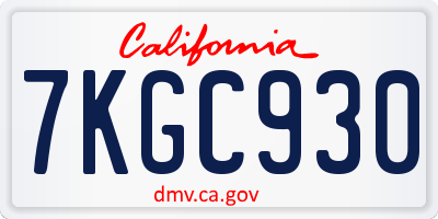 CA license plate 7KGC930