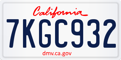 CA license plate 7KGC932