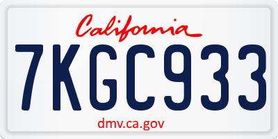 CA license plate 7KGC933