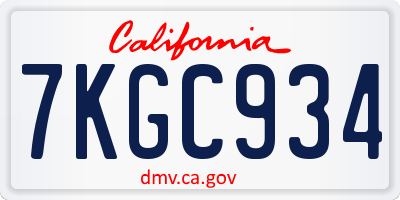 CA license plate 7KGC934