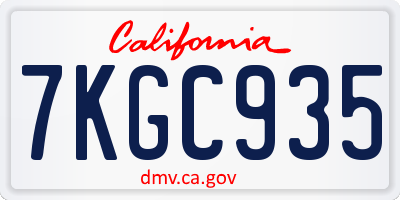 CA license plate 7KGC935