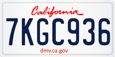 CA license plate 7KGC936