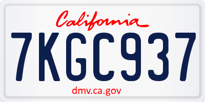 CA license plate 7KGC937