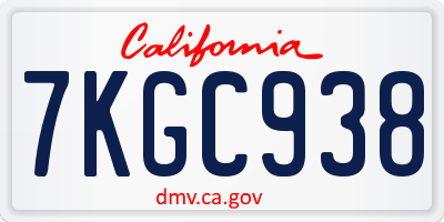 CA license plate 7KGC938