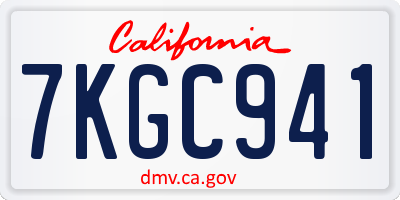 CA license plate 7KGC941