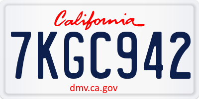 CA license plate 7KGC942