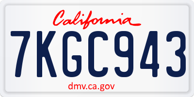 CA license plate 7KGC943