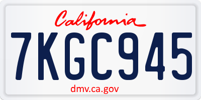 CA license plate 7KGC945