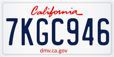 CA license plate 7KGC946