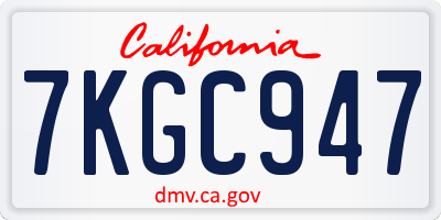 CA license plate 7KGC947