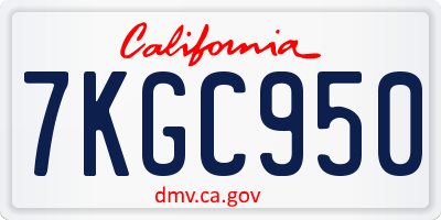 CA license plate 7KGC950