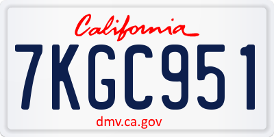 CA license plate 7KGC951