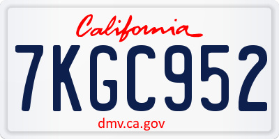 CA license plate 7KGC952