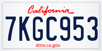 CA license plate 7KGC953