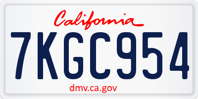 CA license plate 7KGC954