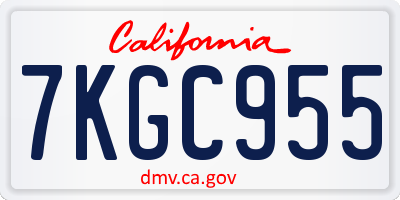 CA license plate 7KGC955