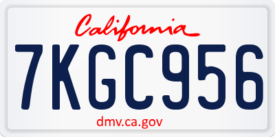 CA license plate 7KGC956