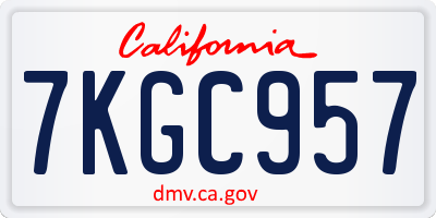 CA license plate 7KGC957