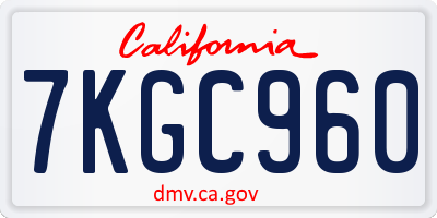 CA license plate 7KGC960