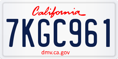 CA license plate 7KGC961