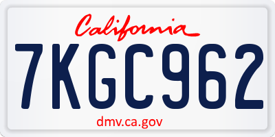 CA license plate 7KGC962