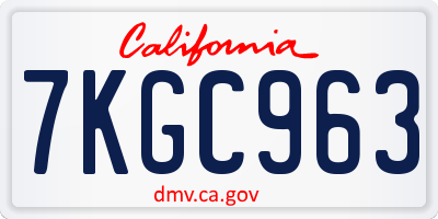 CA license plate 7KGC963